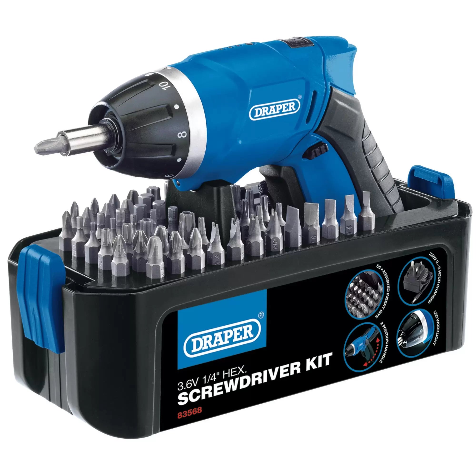 Draper Tools - 83568 - 3.6V Cordless Li-ion Screwdriver Kit