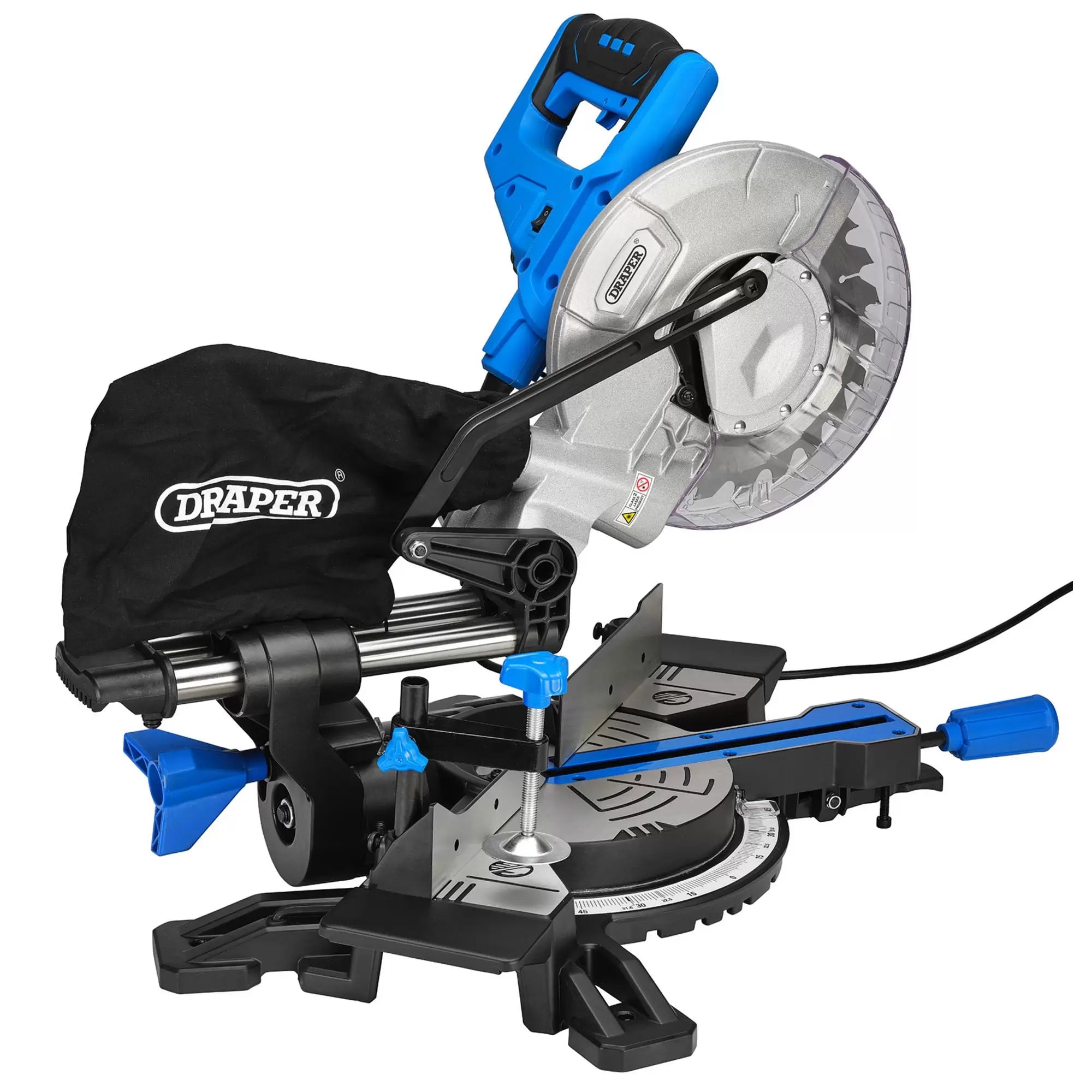 Draper Tools - 83677 - 230V Sliding Compound Mitre Saw with Laser Cutting Guide, 210mm, 1500W