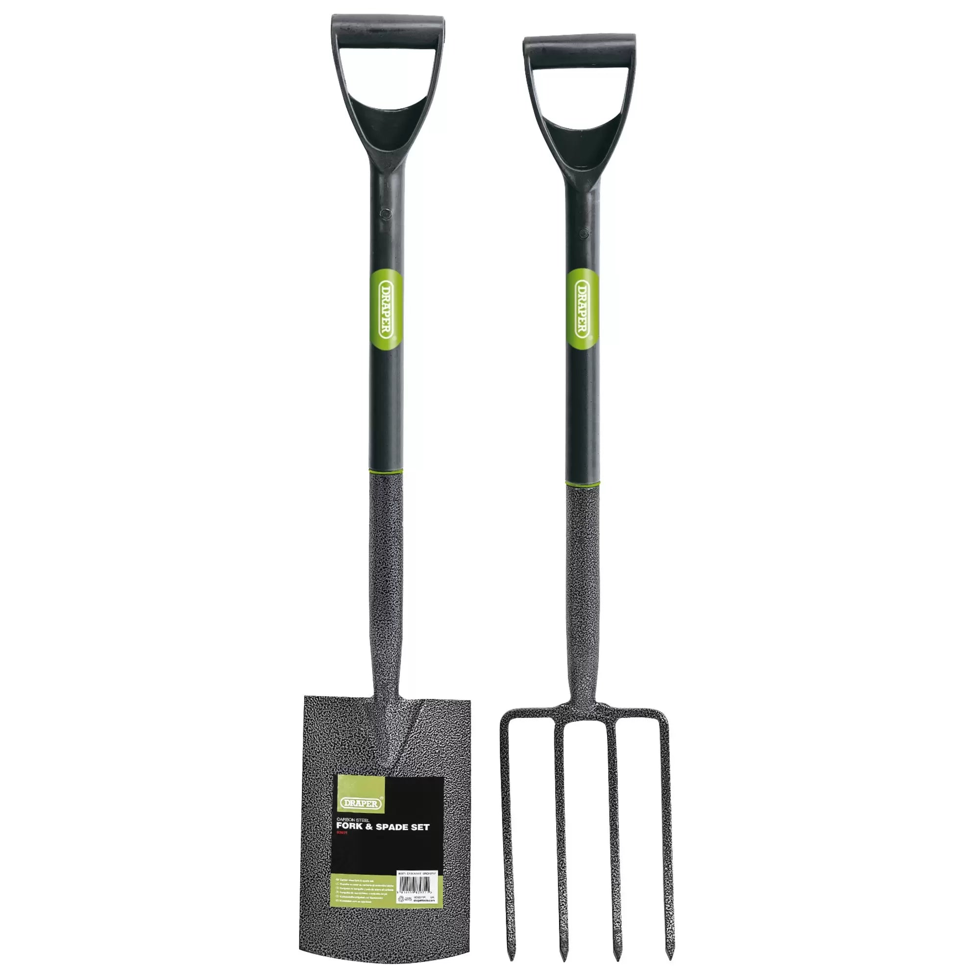Draper Tools - 83971 - Carbon Steel Garden Fork and Spade Set, Black