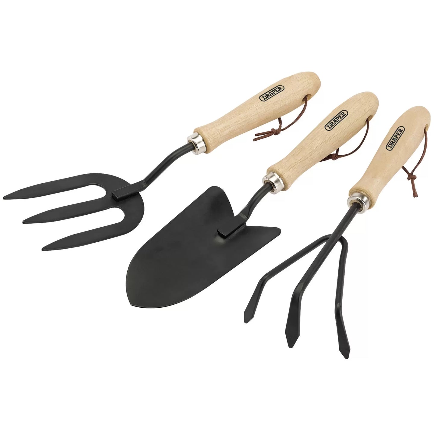 Draper Tools - 83993 - Carbon Steel Hand Fork, Cultivator and Trowel with Hardwood Handles