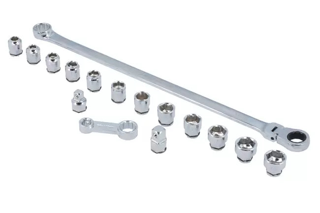 Laser - 8662 - Extra Long Flexible Ratchet Wrench/Socket Set 16pc