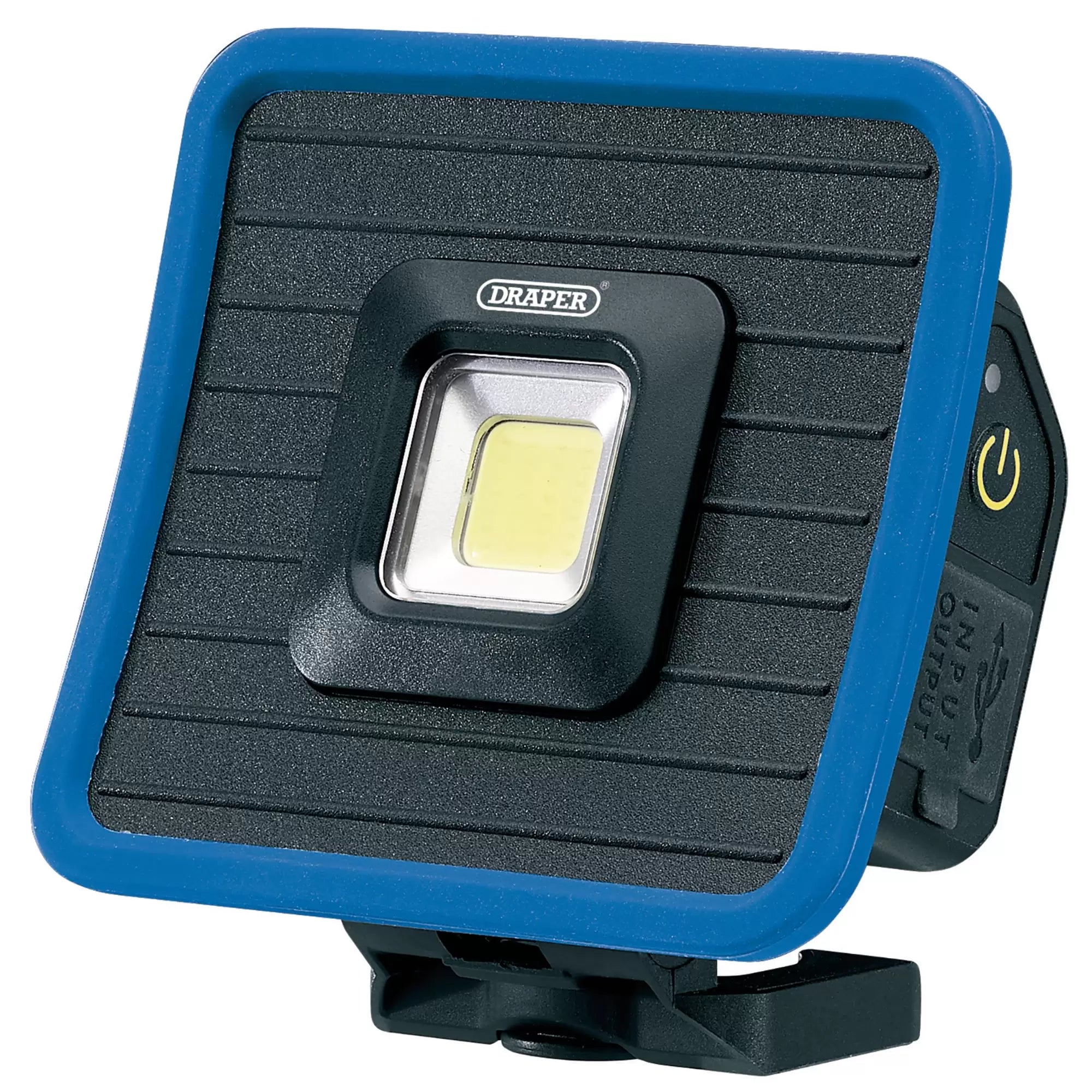 Draper Tools - 88595 - COB LED Rechargeable Mini Flood Light and Power Bank with Magnetic Base and Hanging Hook, 10W, 1000 Lumens, Blue, USB-C Cable Supplied