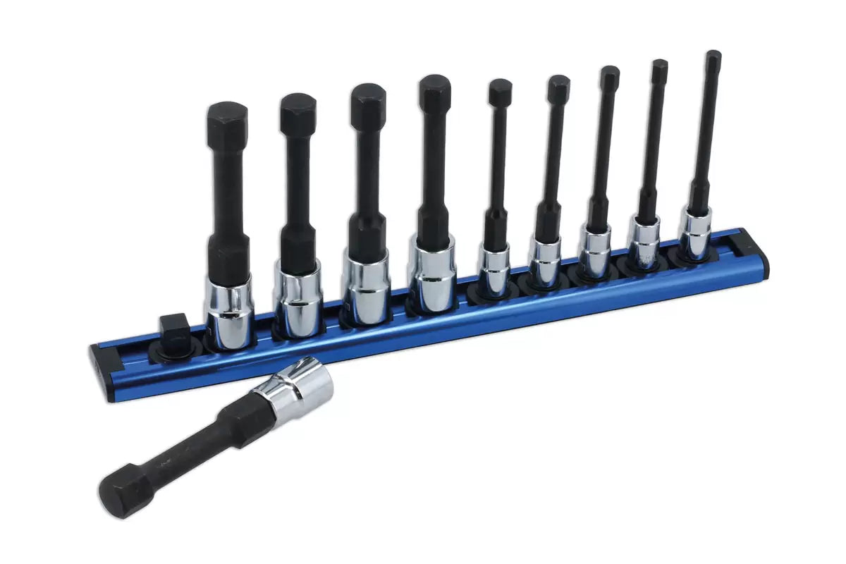 Laser - 8910 - Reduced Shank Hex Socket Bit Set 1/4"D & 3/8"D 10pc