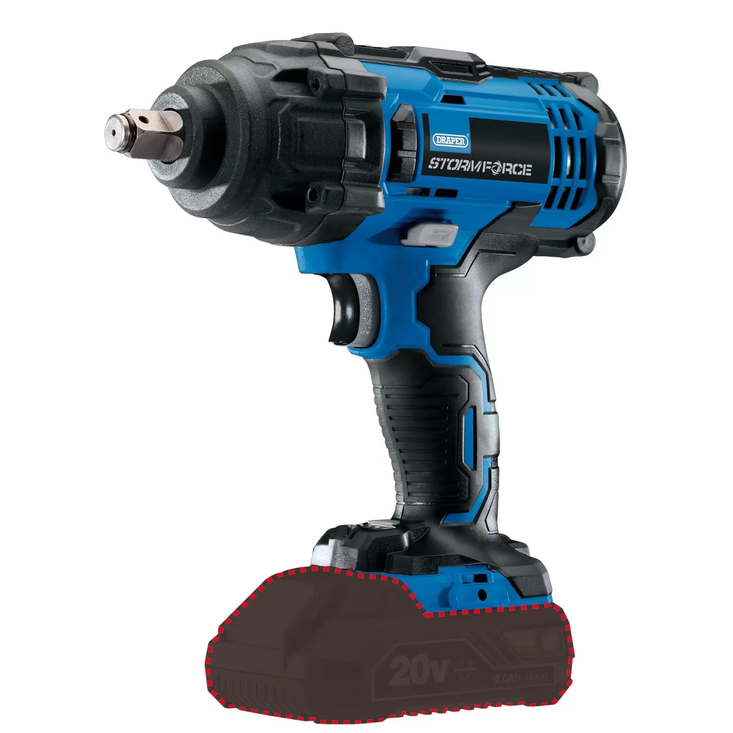 Draper Tools - 89518 - Draper Storm Force® 20V Mid-Torque Impact Wrench, 1/2" Sq. Dr., 400Nm (Sold Bare)
