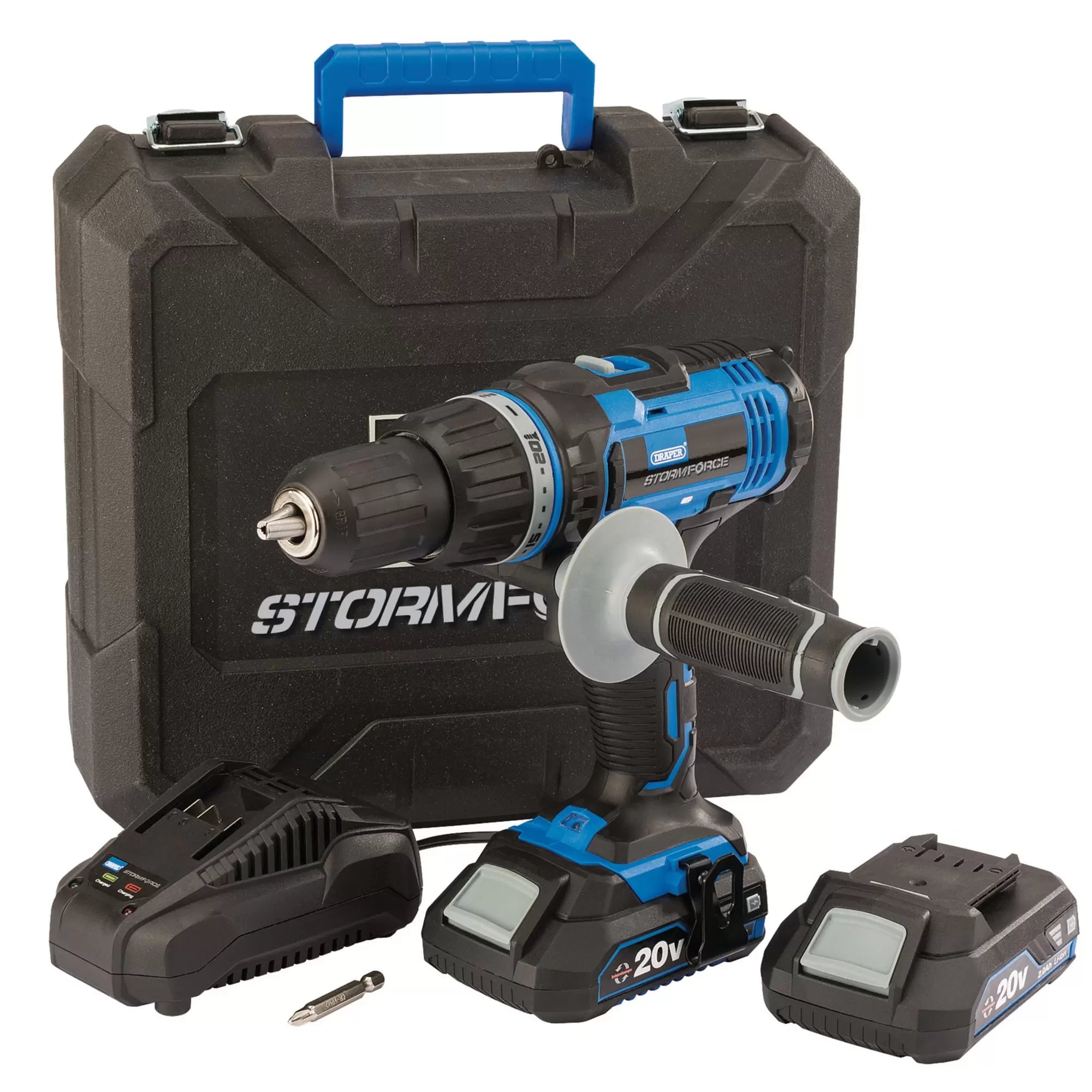 Draper Tools - 89523 - Draper Storm Force® 20V Combi Drill, 2 x 2.0Ah Batteries, 1 x Charger
