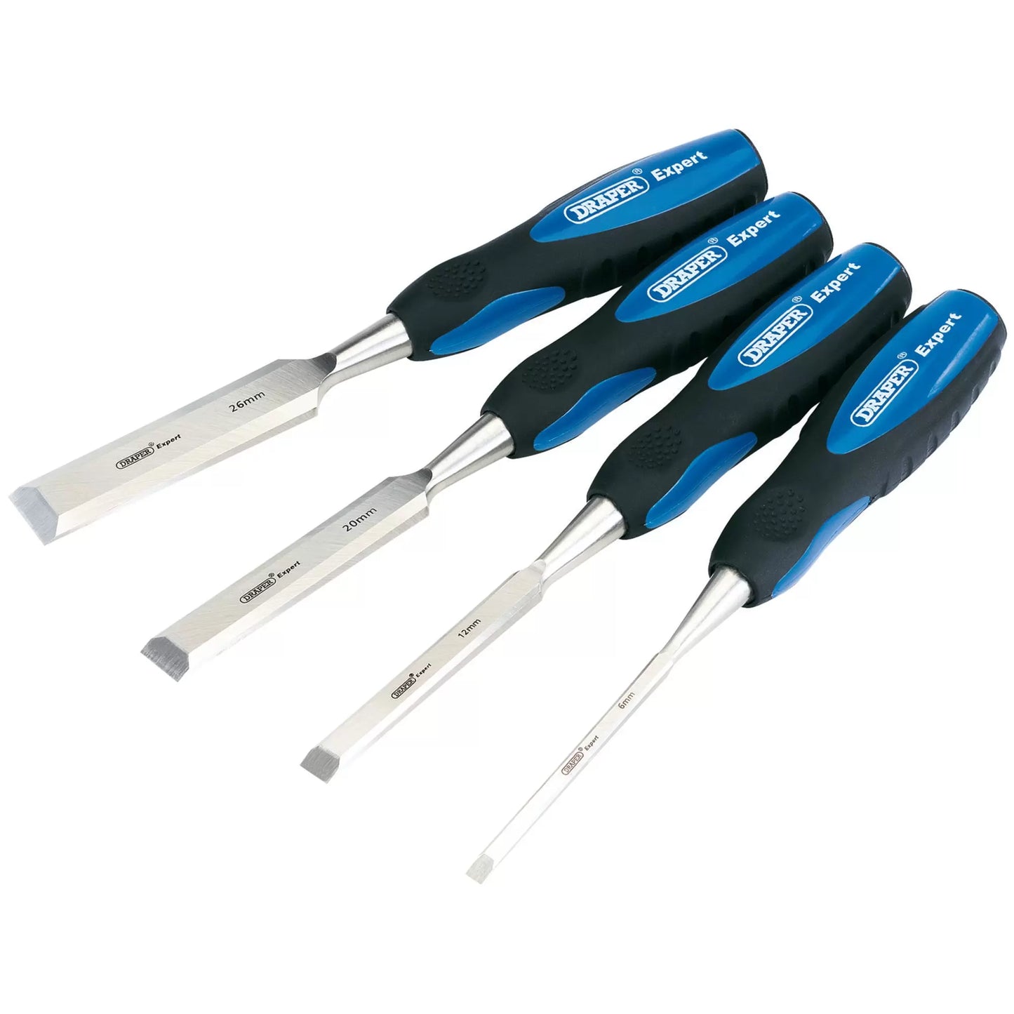 Draper Tools - 89726 - Draper Expert Soft Grip Bevel Edge Wood Chisel Set, 150mm (4 Piece)