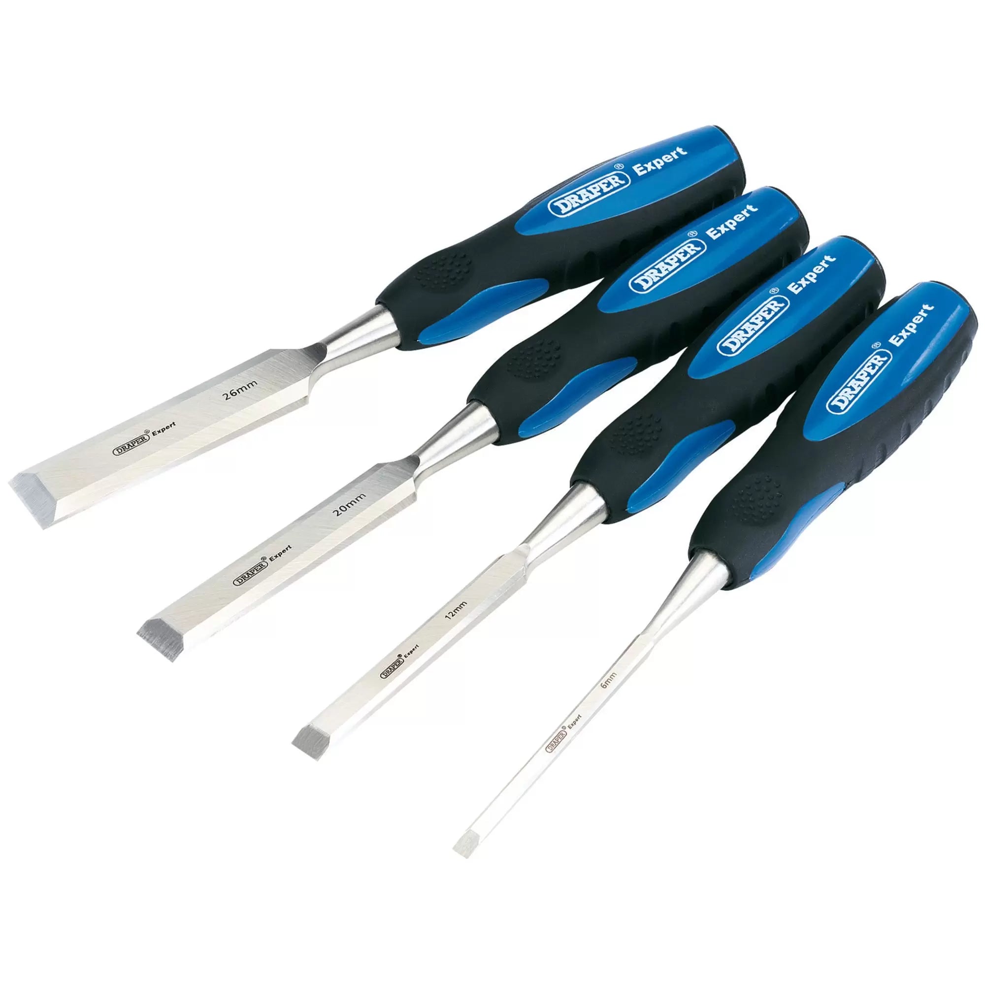Draper Tools - 89726 - Draper Expert Soft Grip Bevel Edge Wood Chisel Set, 150mm (4 Piece)