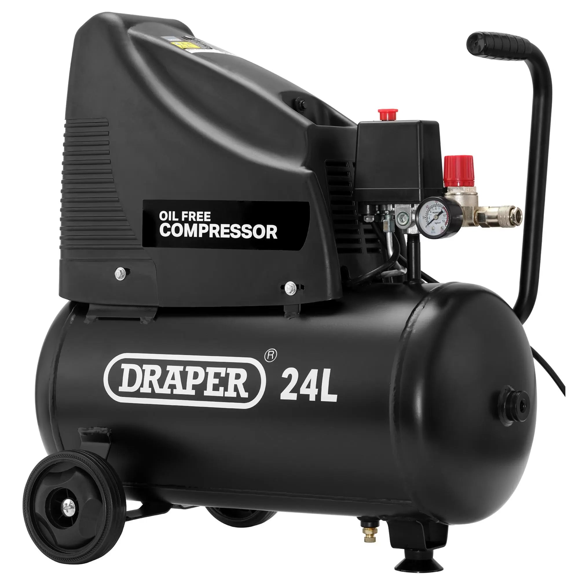Draper Tools - 90126 - 230V 24L Oil-Free Compressor, 1.1kW/1.5hp and Air Tool Kit