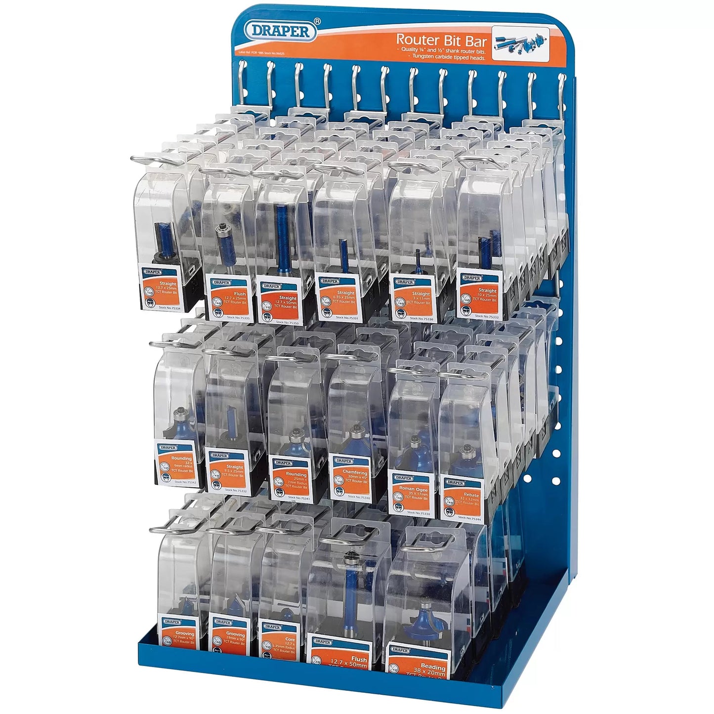 Draper Tools - 90862 - Router Bit Dispenser Complete with 98 Assorted Router Bits