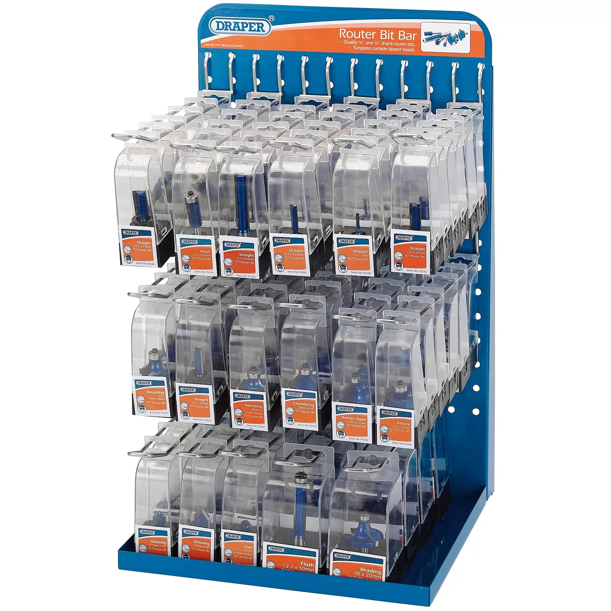 Draper Tools - 90862 - Router Bit Dispenser Complete with 98 Assorted Router Bits
