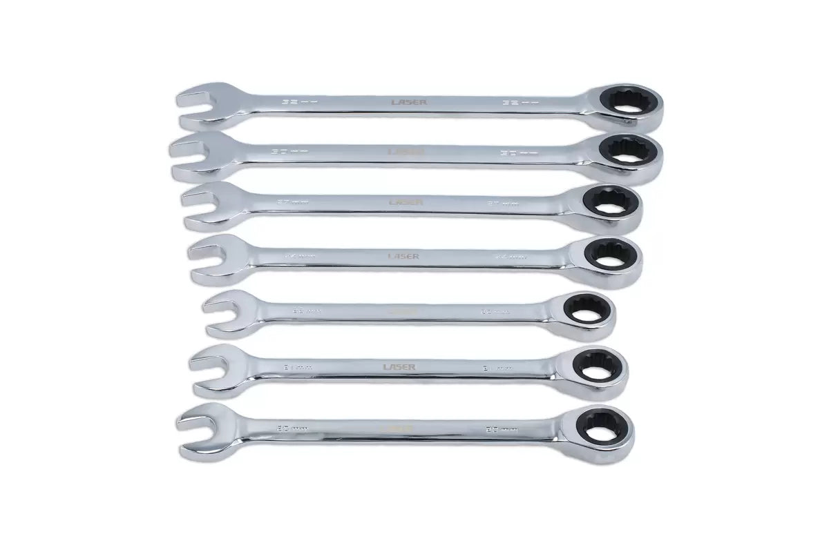 Laser - 9124 - Ratchet Ring Combination Spanner Set 20 - 32mm - 7pc