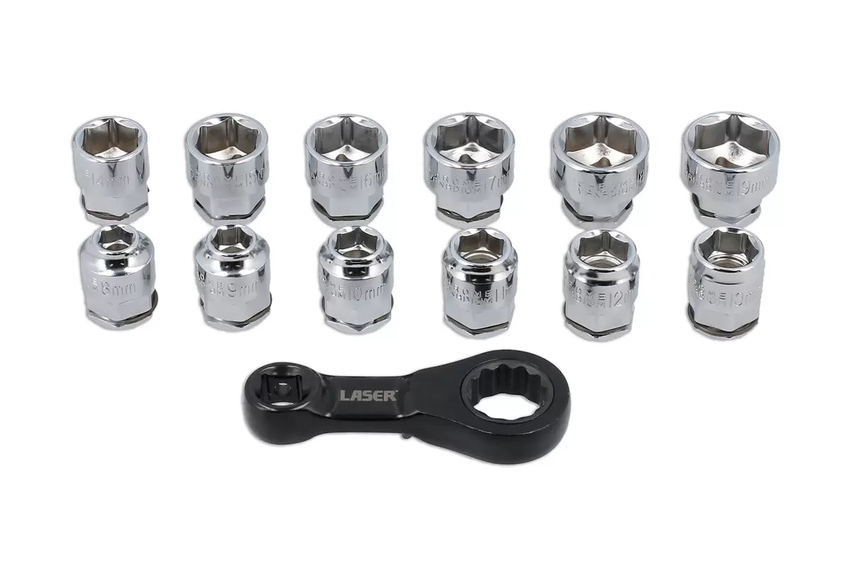Laser - 9138 - Ratchet Torque Adaptor with Shallow Insert Sockets 13pc