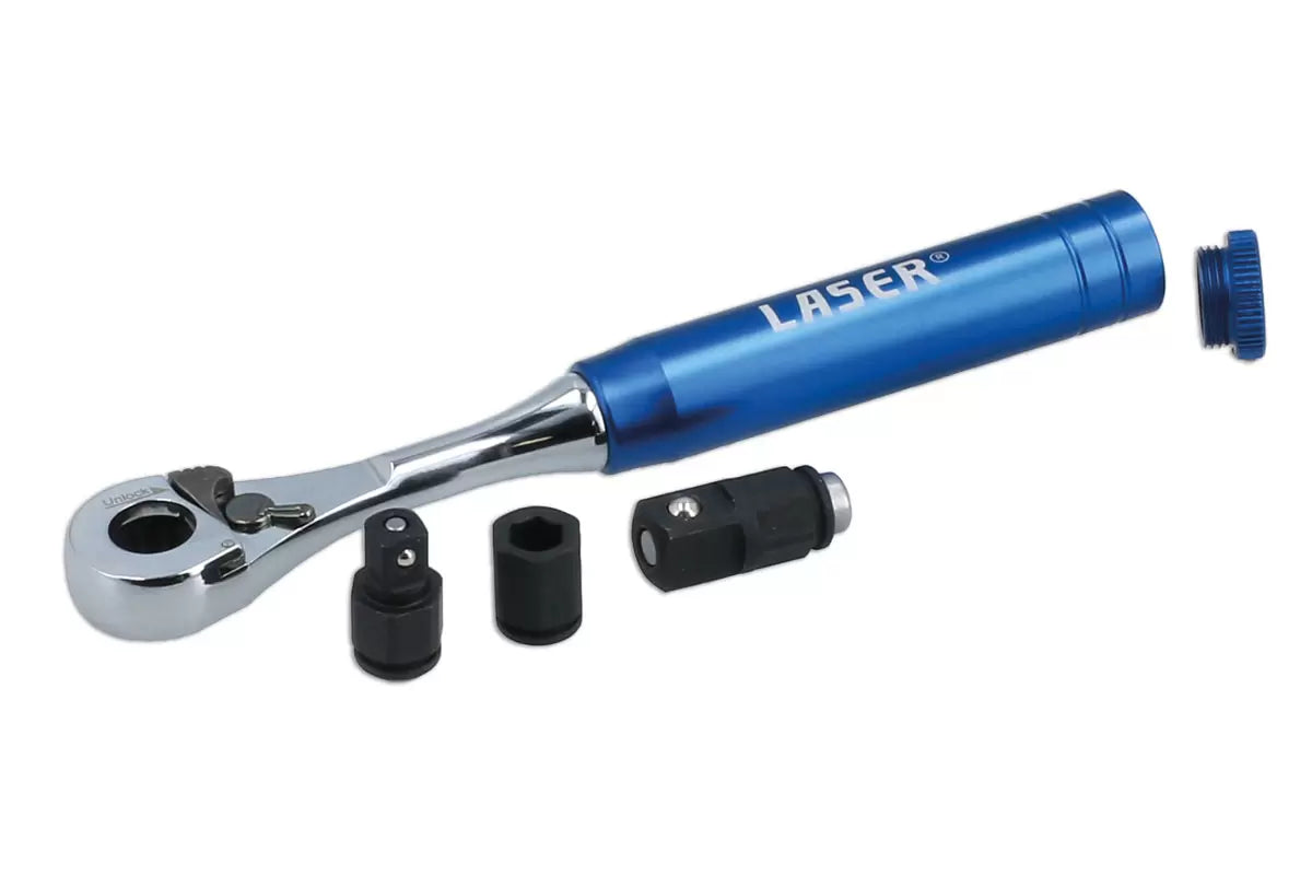 Laser - 9139 - 3-in-1 Mini Ratchet Spanner - with Interchangeable Drives