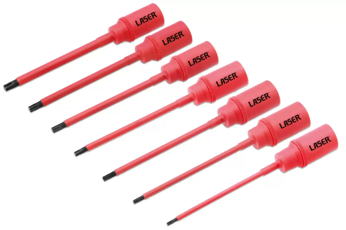 Laser - 9184 - Insulated Extra Long Slim Star Bit Socket 3/8"D T10 to T40 - 7pc