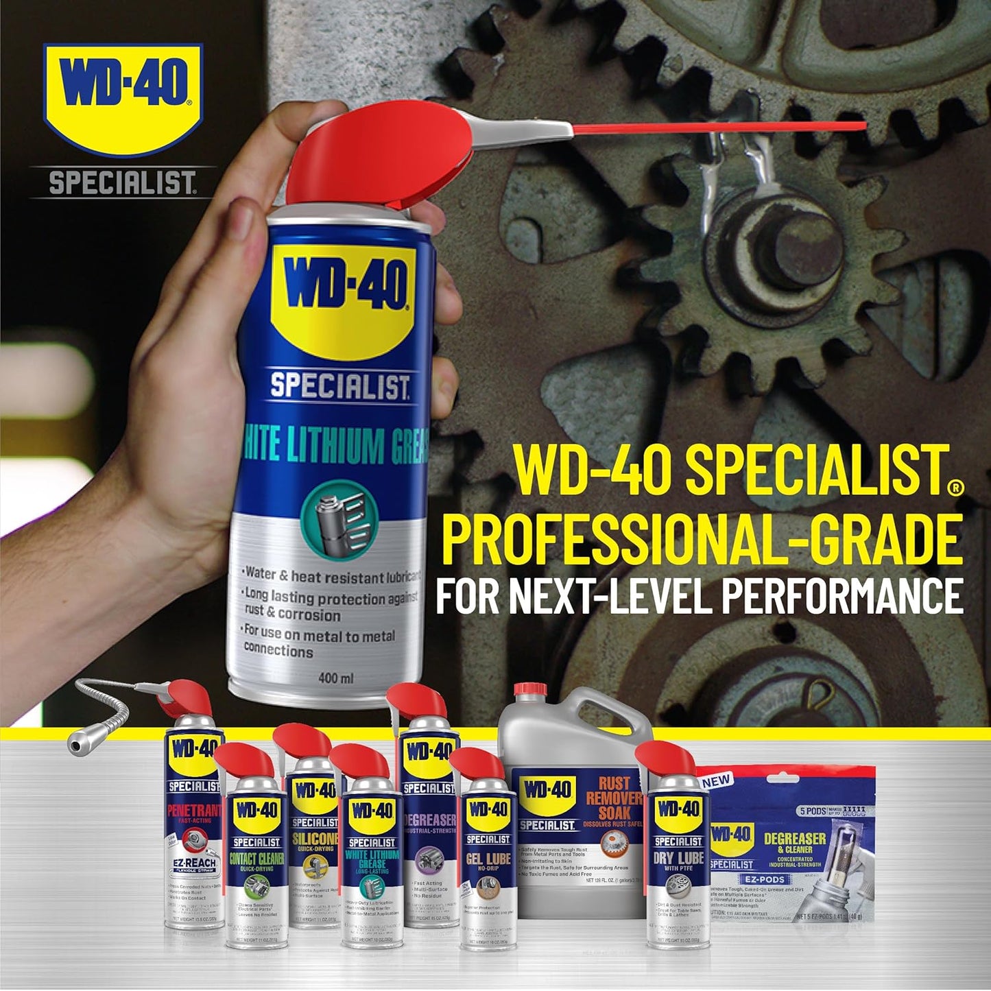 WD-40 Specialist White Lithium Grease Spray – 10 oz (High Performance)