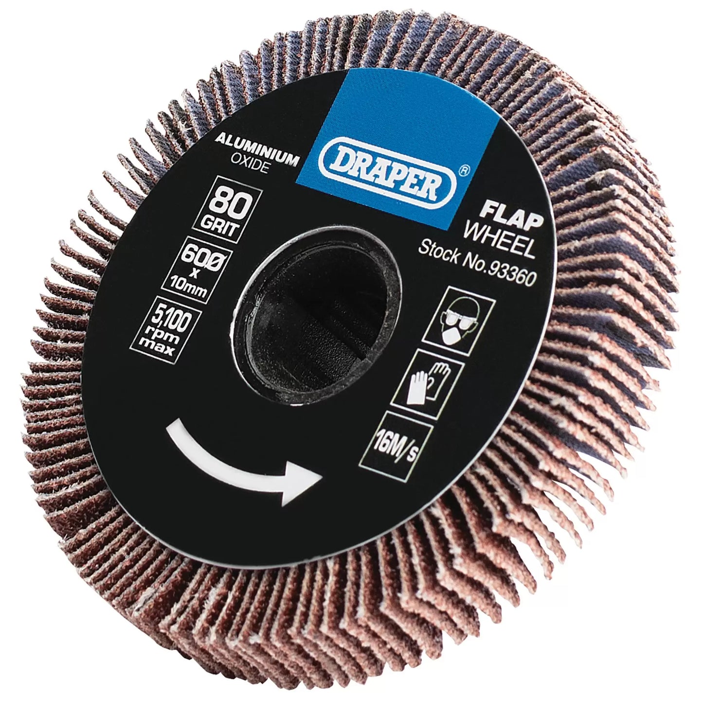 Draper Tools - 93360 - Aluminium Oxide Flap Wheel, 10 x 60mm, 80 Grit