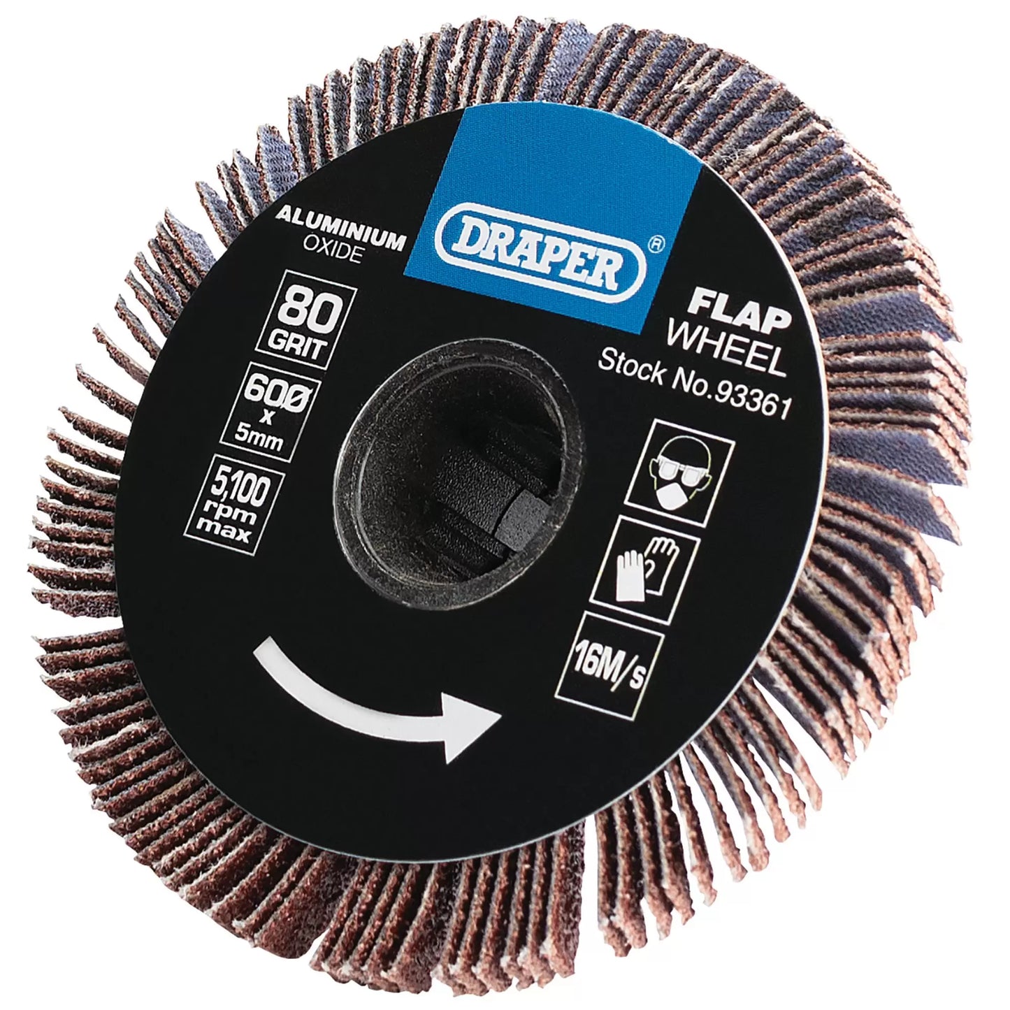 Draper Tools - 93361 - Aluminium Oxide Flap Wheel, 5 x 60mm, 80 Grit