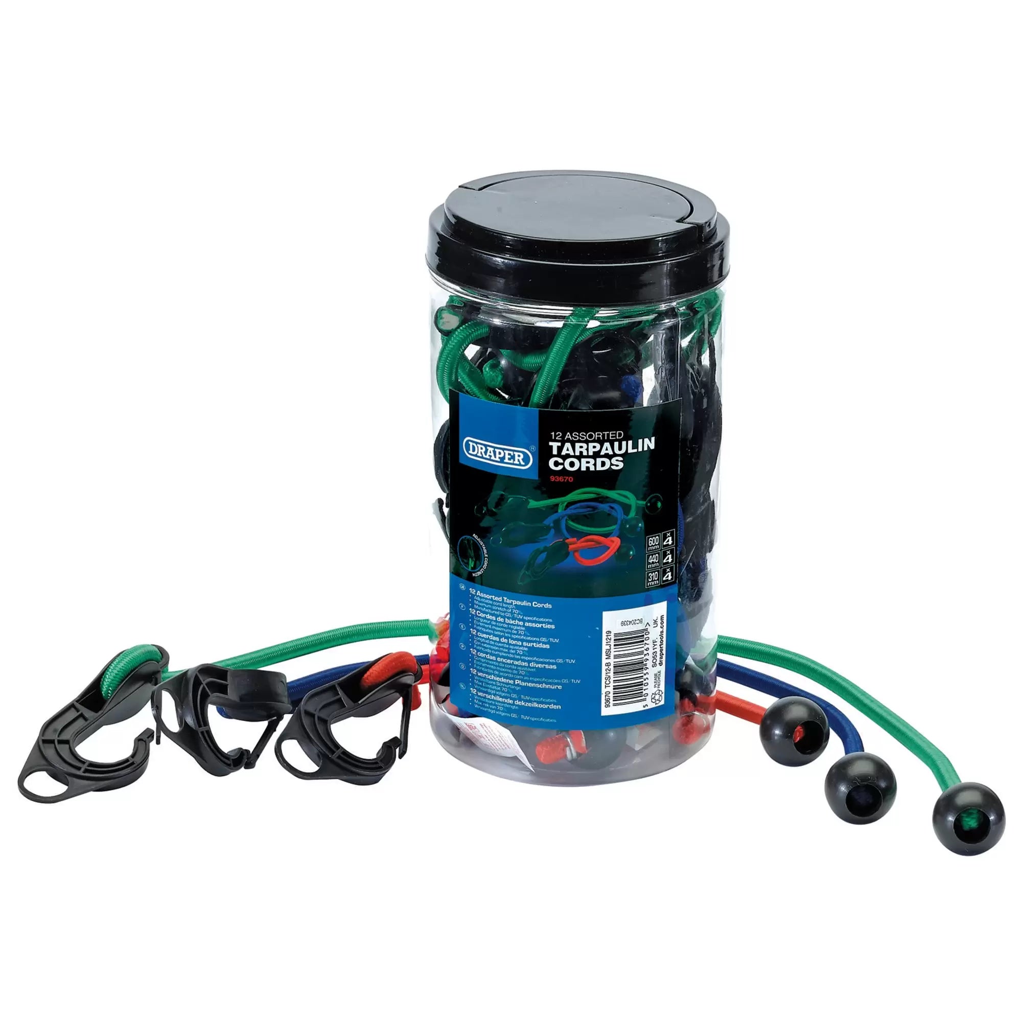 Draper Tools - 93670 - Tarpaulin Cord Set (12 Piece)