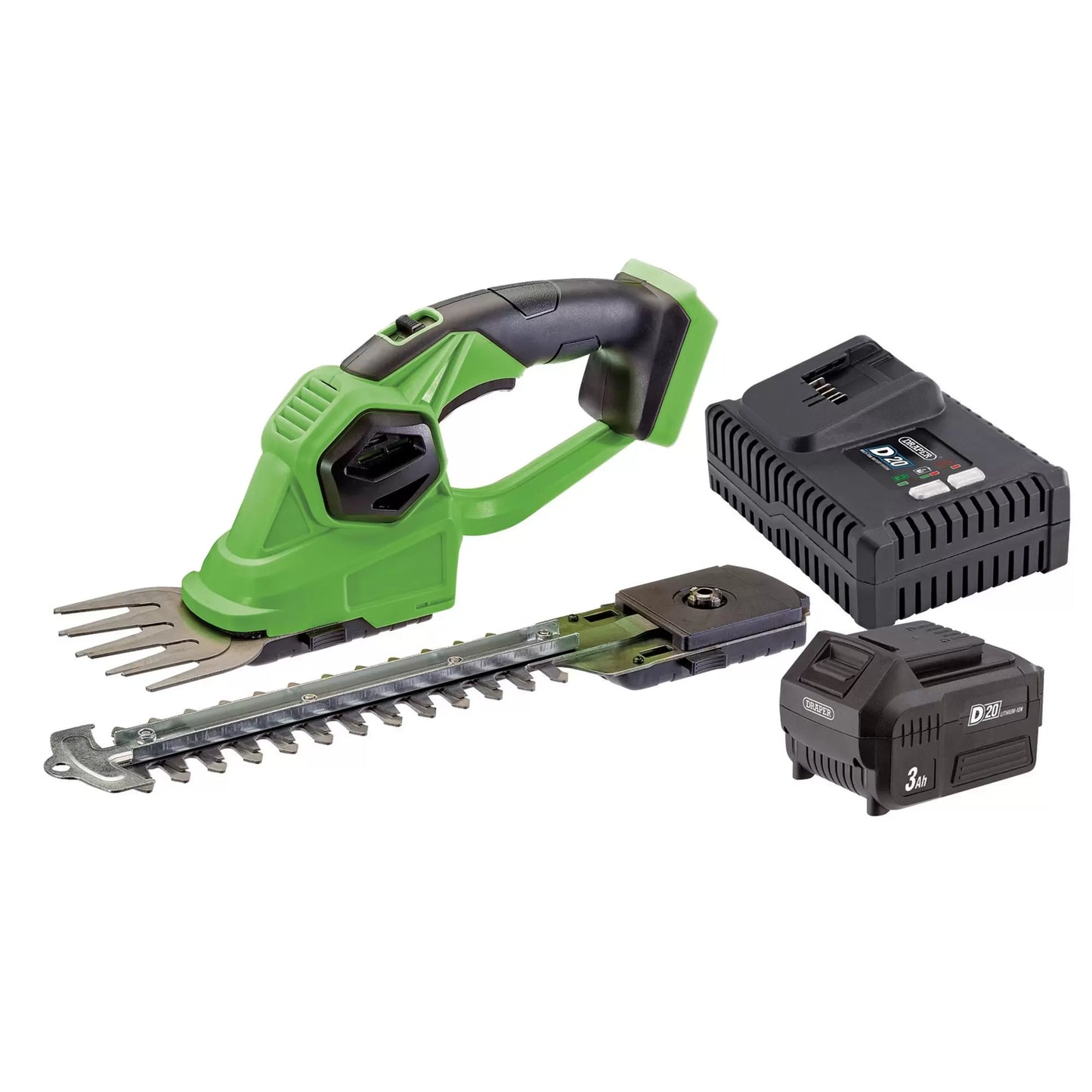 Draper Tools - 94594 - D20 20V 2-in-1 Grass and Hedge Trimmer with Battery and Fast Charger