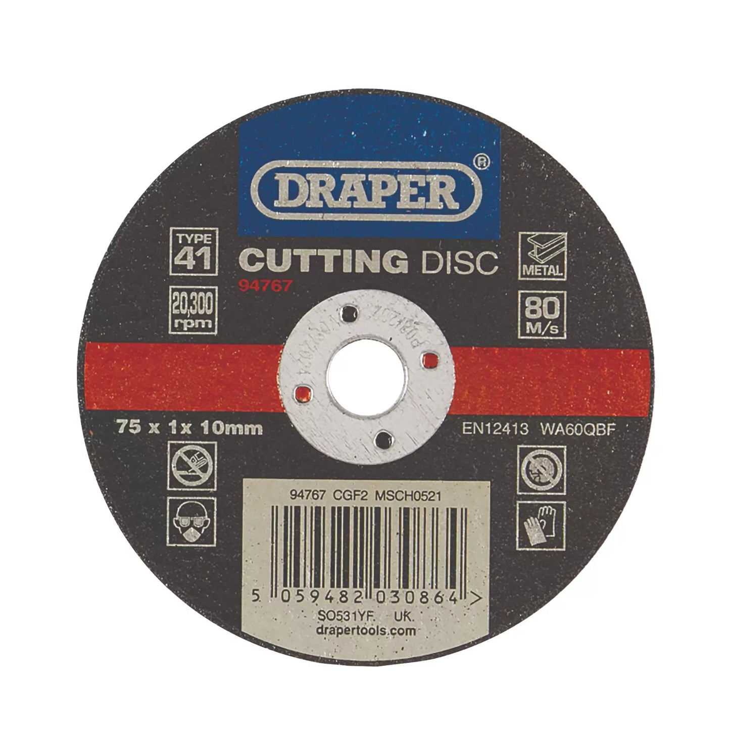 Draper Tools - 94767 - Metal Cutting Disc, 75 x 1 x 10mm