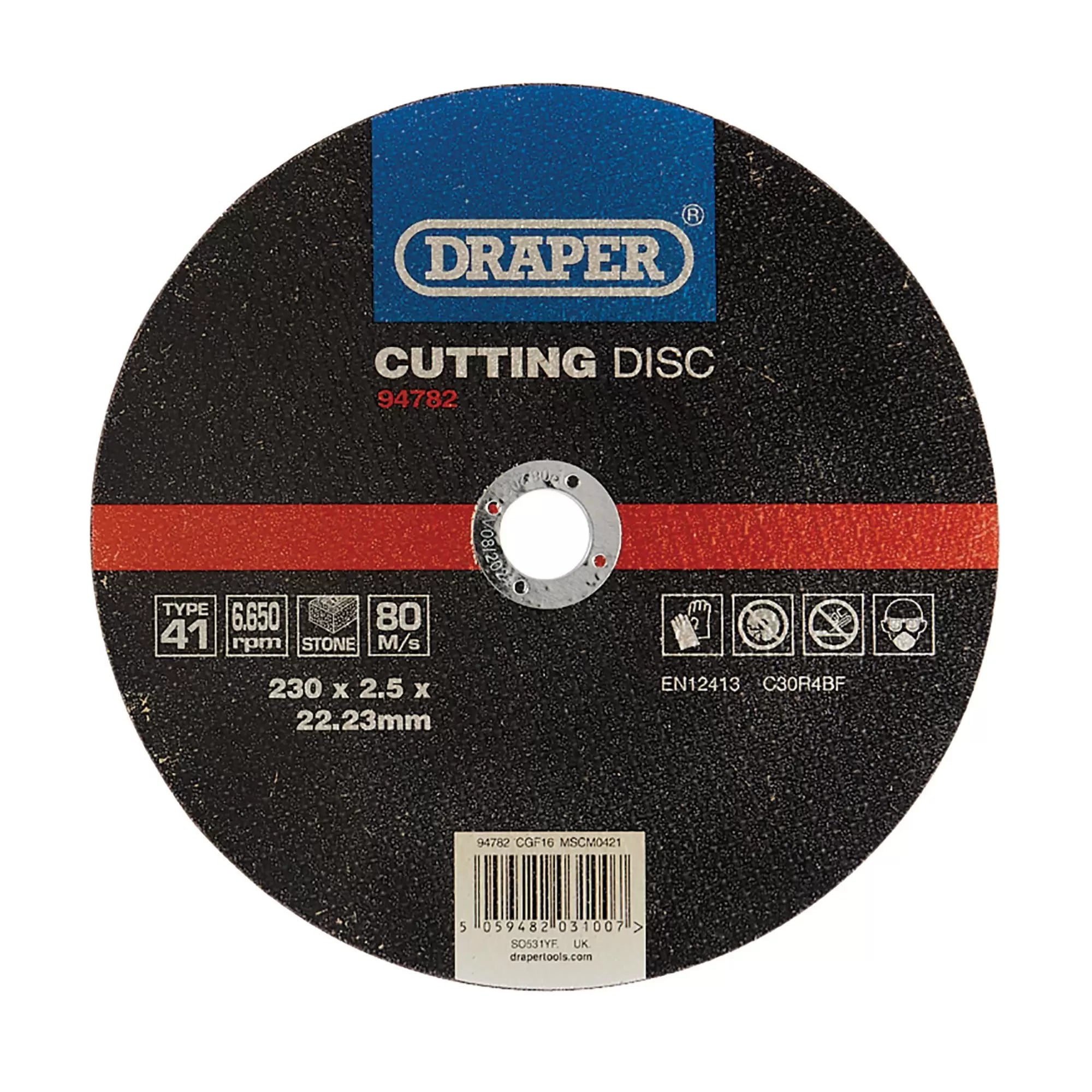 Draper Tools - 94782 - Flat Stone Cutting Disc, 230 x 2.5 x 22.23mm