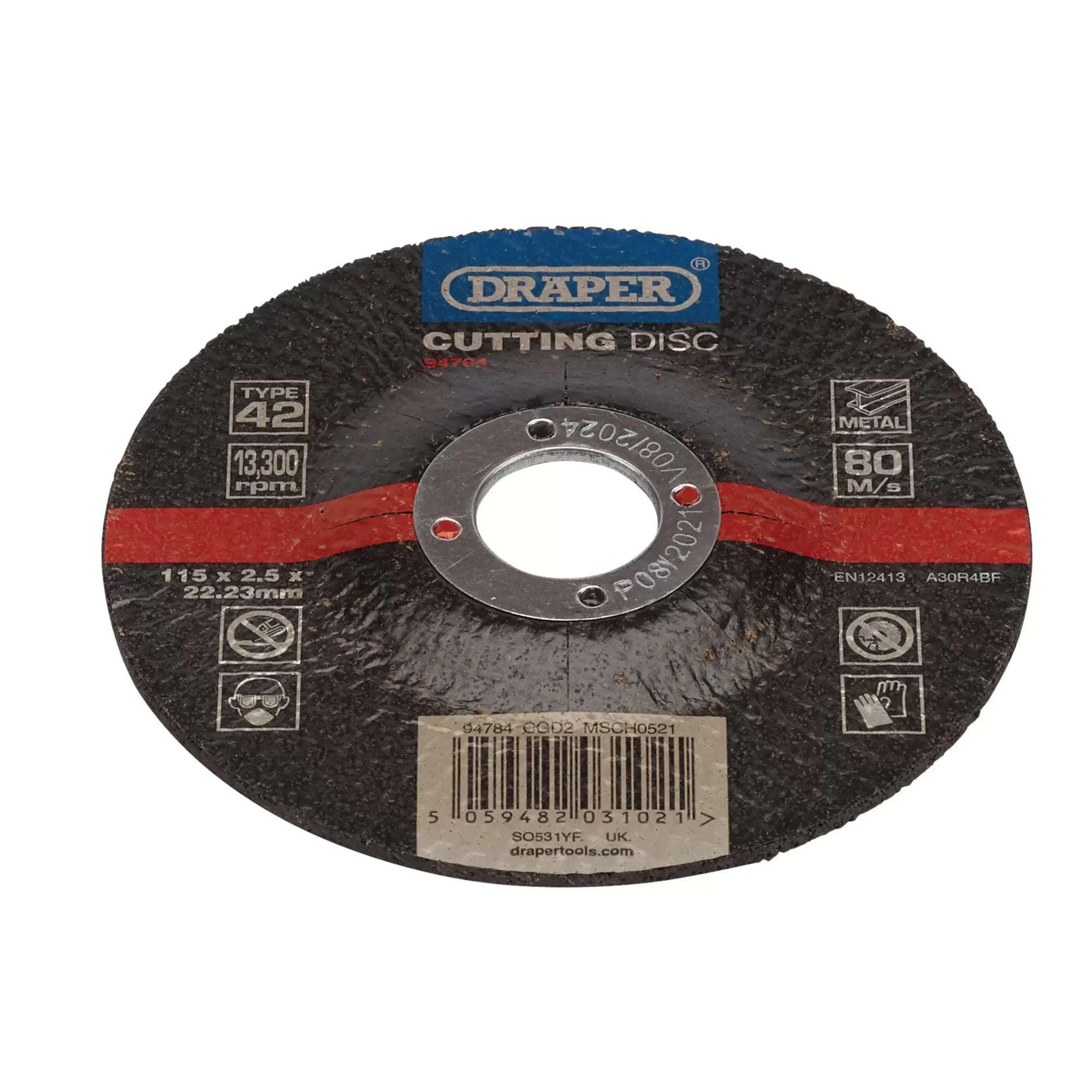 Draper Tools - 94784 - DPC Metal Cutting Disc, 115 x 2.5 x 22.23mm