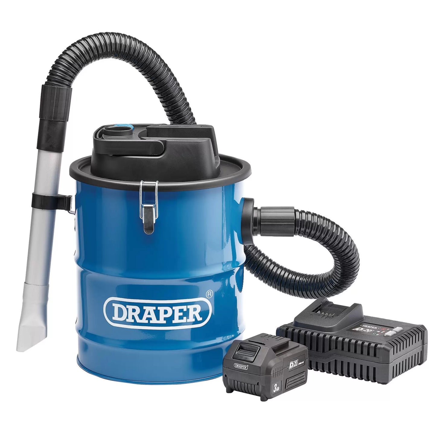 Draper Tools - 95170 - D20 20V Ash Vacuum Cleaner, 1 x 3.0Ah Battery, 1 x Fast Charger