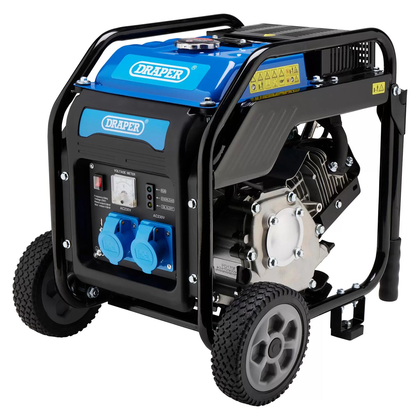Draper Tools - 98683 - Petrol Open Frame Inverter Generator with Wheels, 3800W