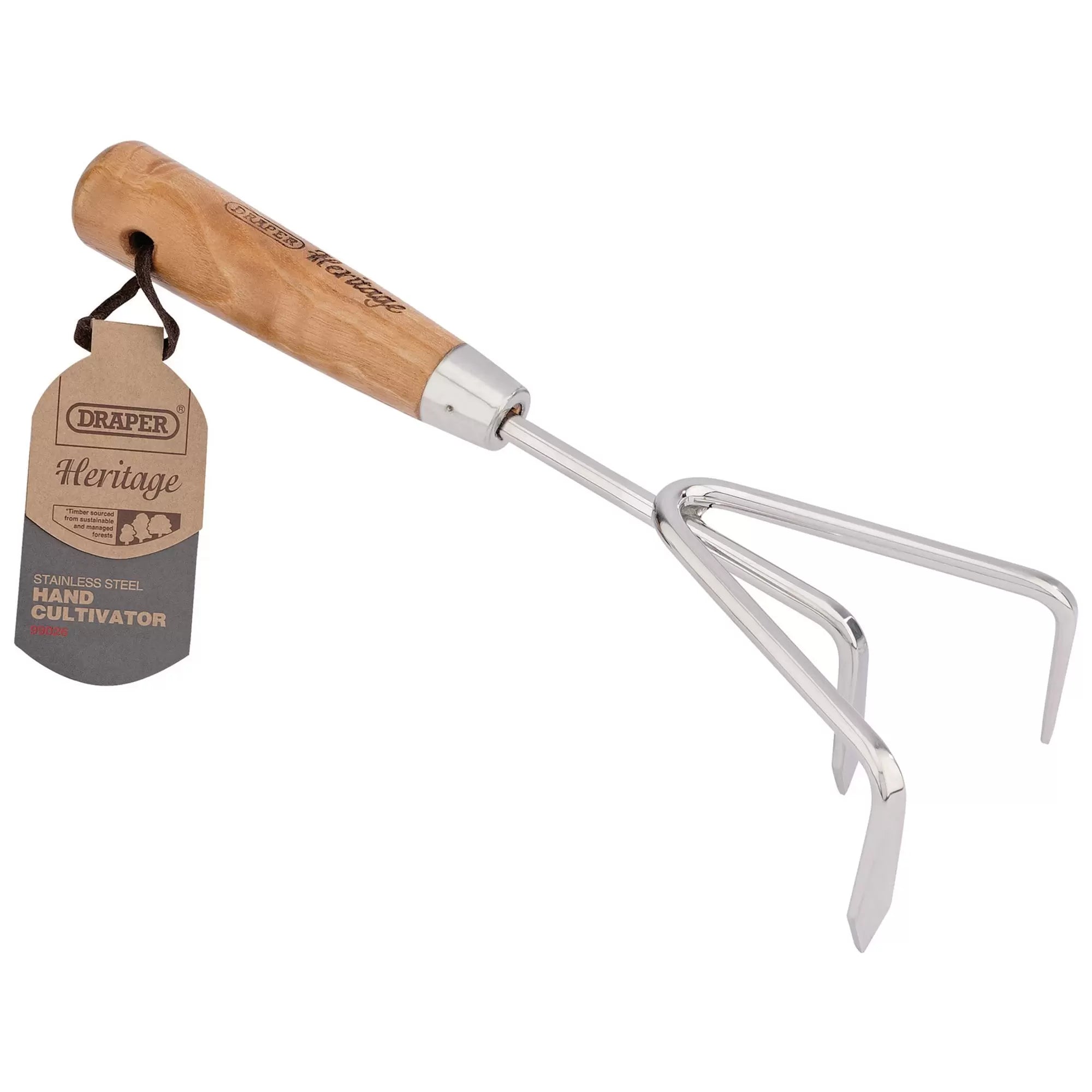 Draper Tools - 99026 - Draper Heritage Stainless Steel Hand Cultivator with Ash Handle