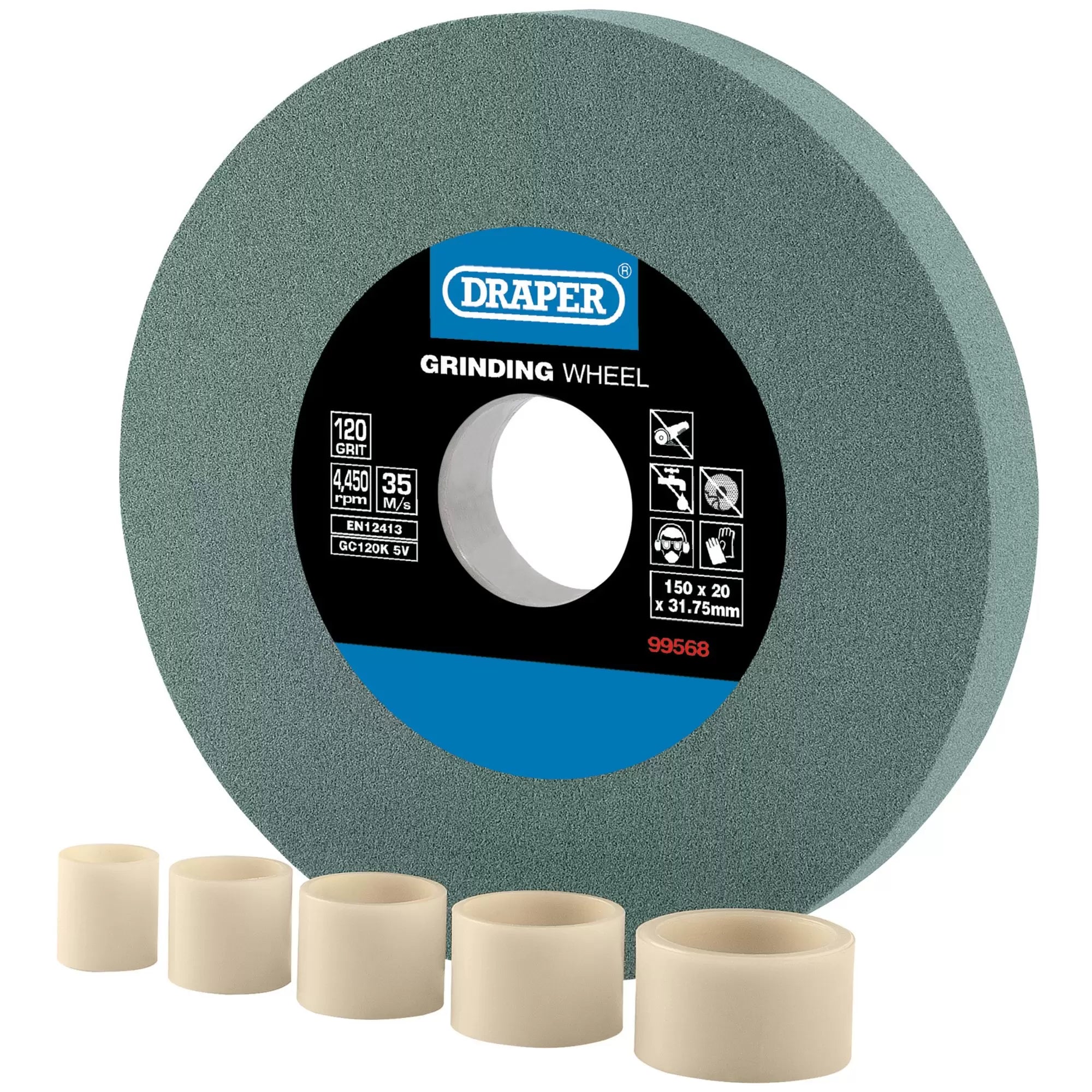Draper Tools - 99568 - Silicon Carbide Bench Grinding Wheel, 150 x 20mm, 120 Grit