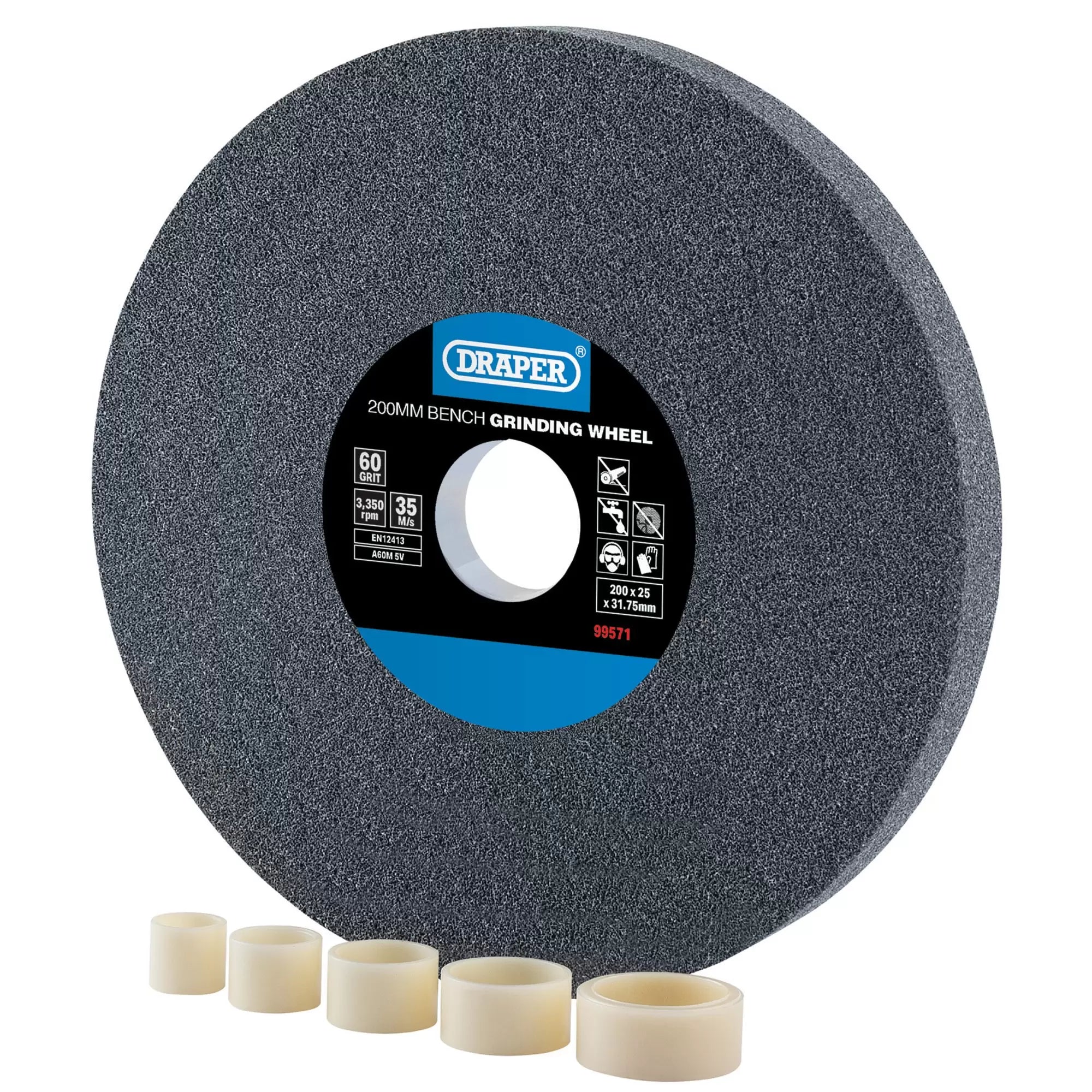 Draper Tools - 99571 - Aluminium Oxide Bench Grinding Wheel, 200 x 25mm, 60 Grit