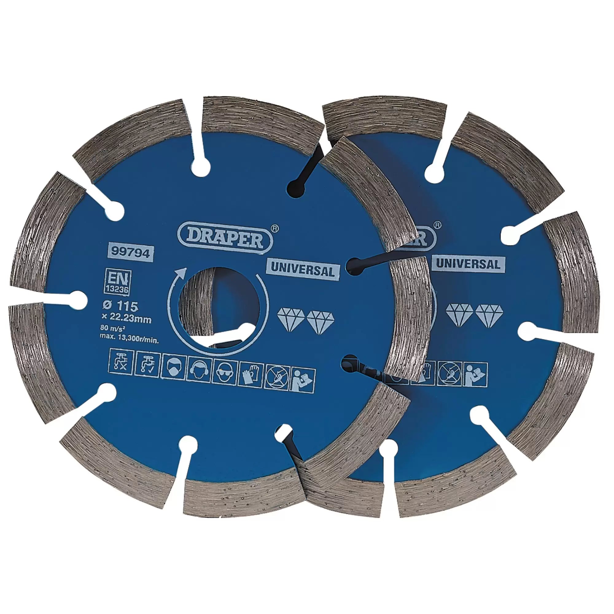 Draper Tools - 99794 - Segmented Diamond Blade, 115mm (Pack of 2)