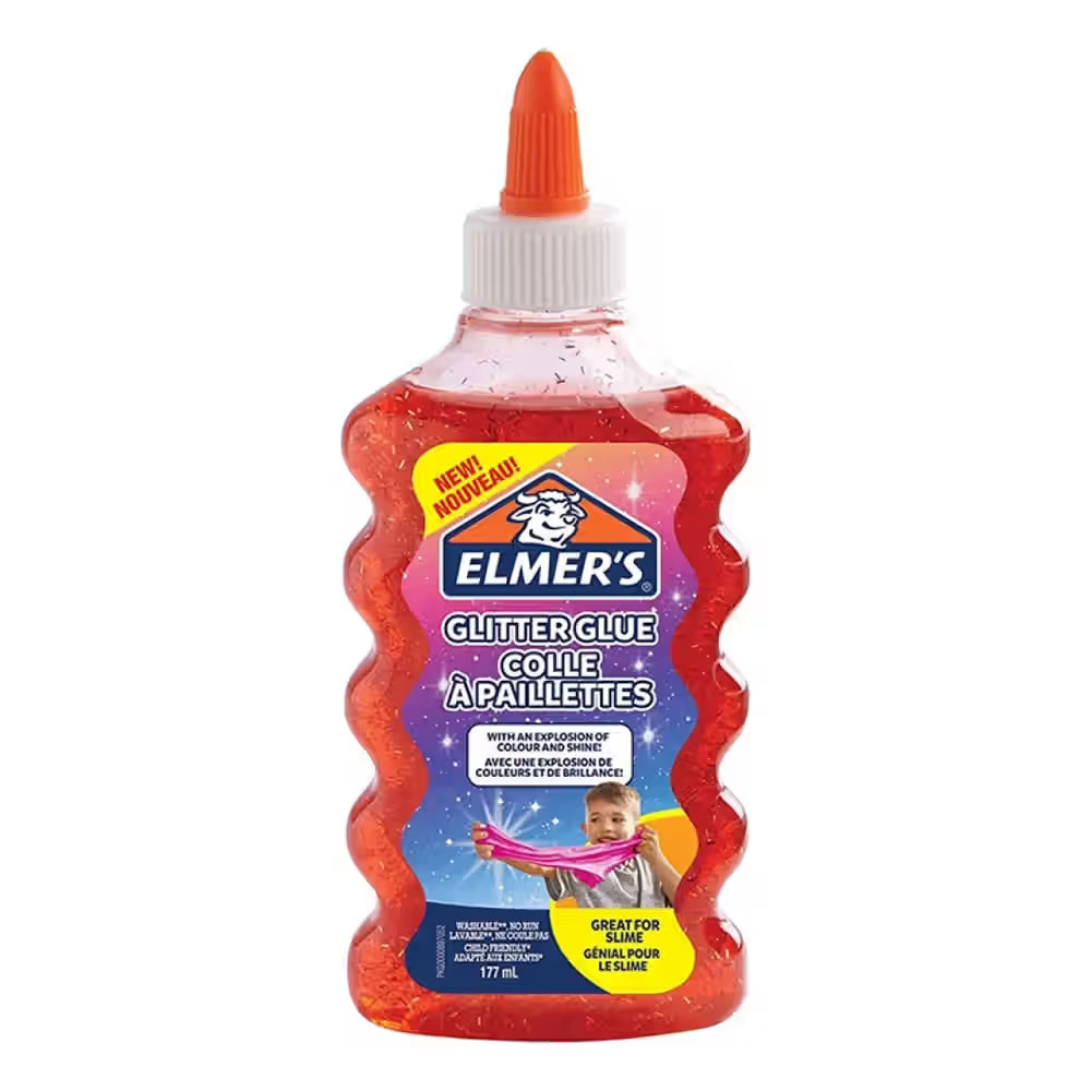 Elmer’s Glitter Glue, Red, 177 ml – Washable & Child-Friendly