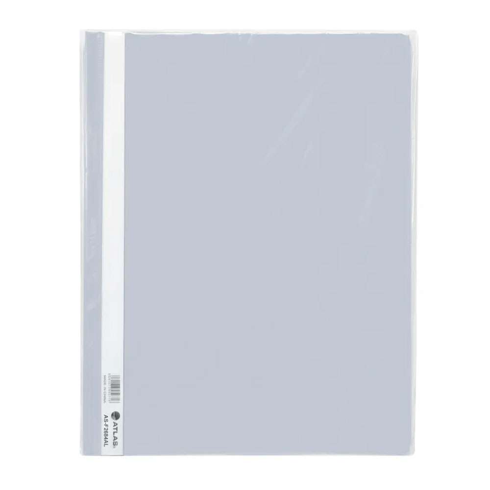 Atlas Flat File A4 with Pocket, Thick Durable Polypropylene, Light Grey