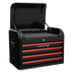 Premier Retro Style Topchest 4 Drawer Black Red Anodised