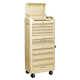 Premier Retro Style Topchest Mid-Box Tool Chest & Rollcab Combination 10 Drawer Cream