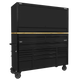 Superline PRO® Black Edition Mobile Trolley with Wooden Worktop 15 Drawer, Hutch & 2 Drawer Riser 1549mm [AP6215BECOMBO1]
