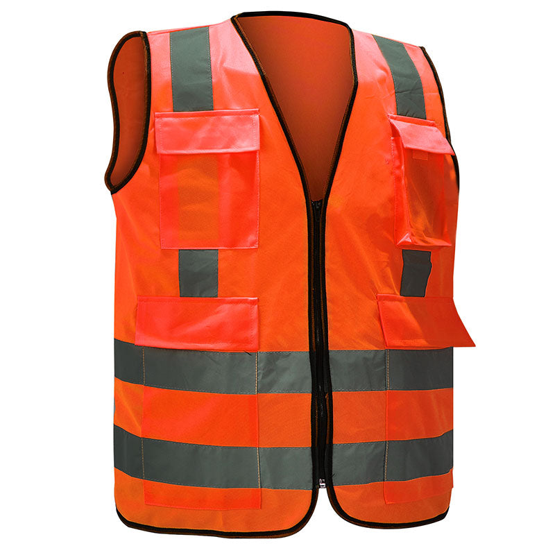 Empiral Zipper Safety Vest, Size S4, Straight-Back Reflective Zipper Safety Vest for Day/Night Visibility - Orange