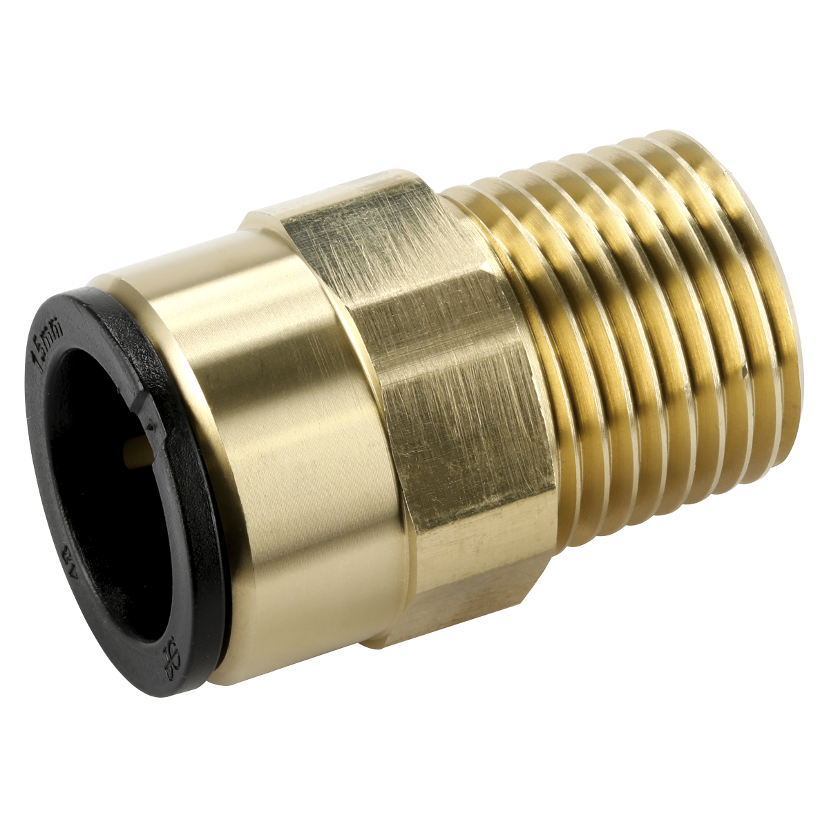 John Guest Brass Straight Adaptor 15mm x 1/2 BSPT [CAS15BSA]