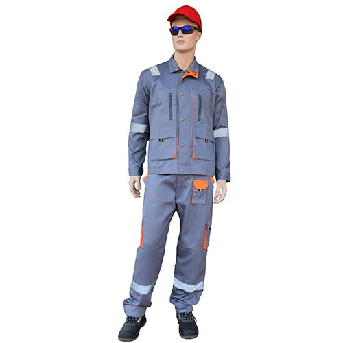 Empiral European Lite Polycotton Pant Shirt Set, 65/35 200gsm, Grey/Orange