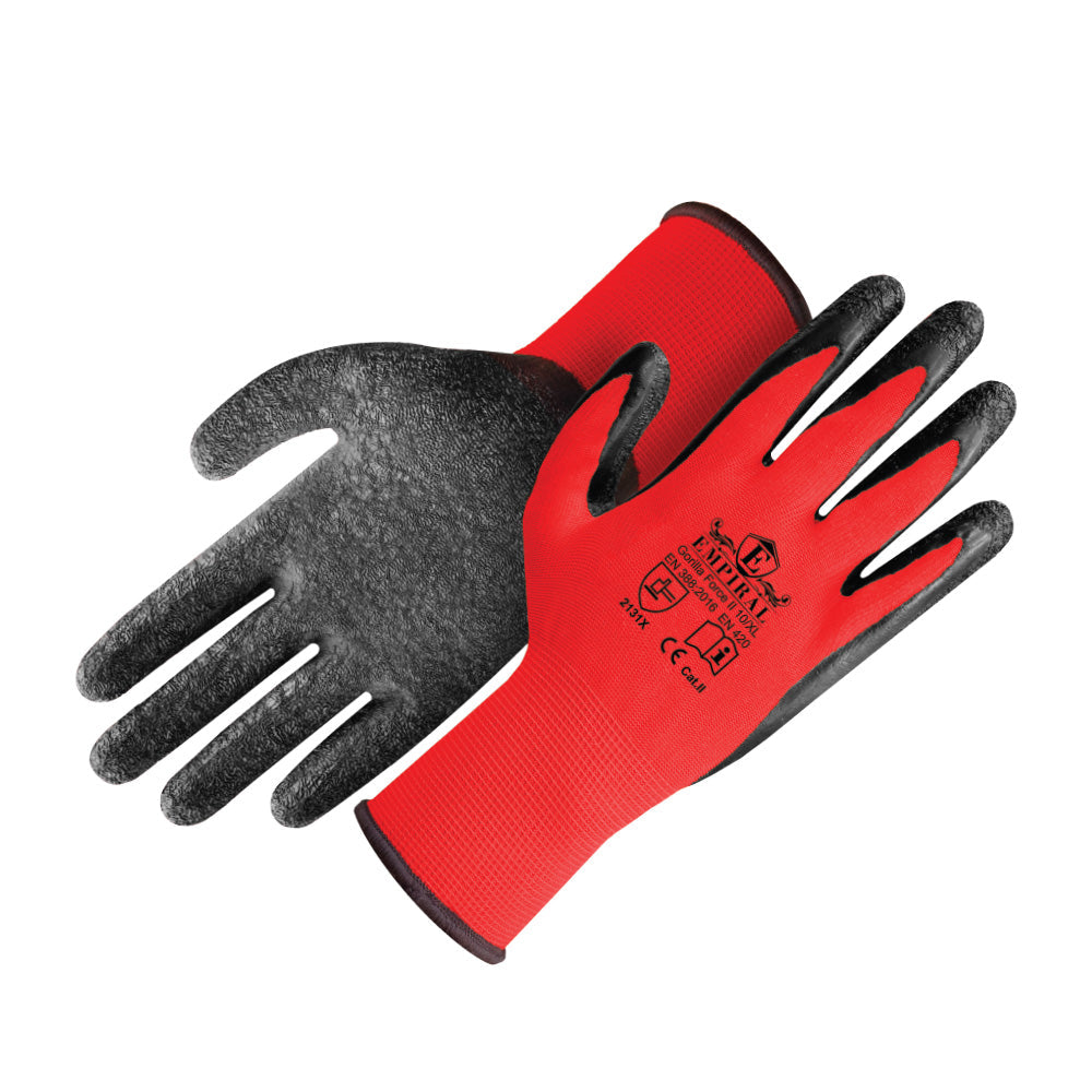 Empiral Gorilla Force II Latex Palm Gloves, XL, Red