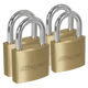 Siegen Brass Body Padlock with Brass Cylinder Keyed Alike - Pack of 4