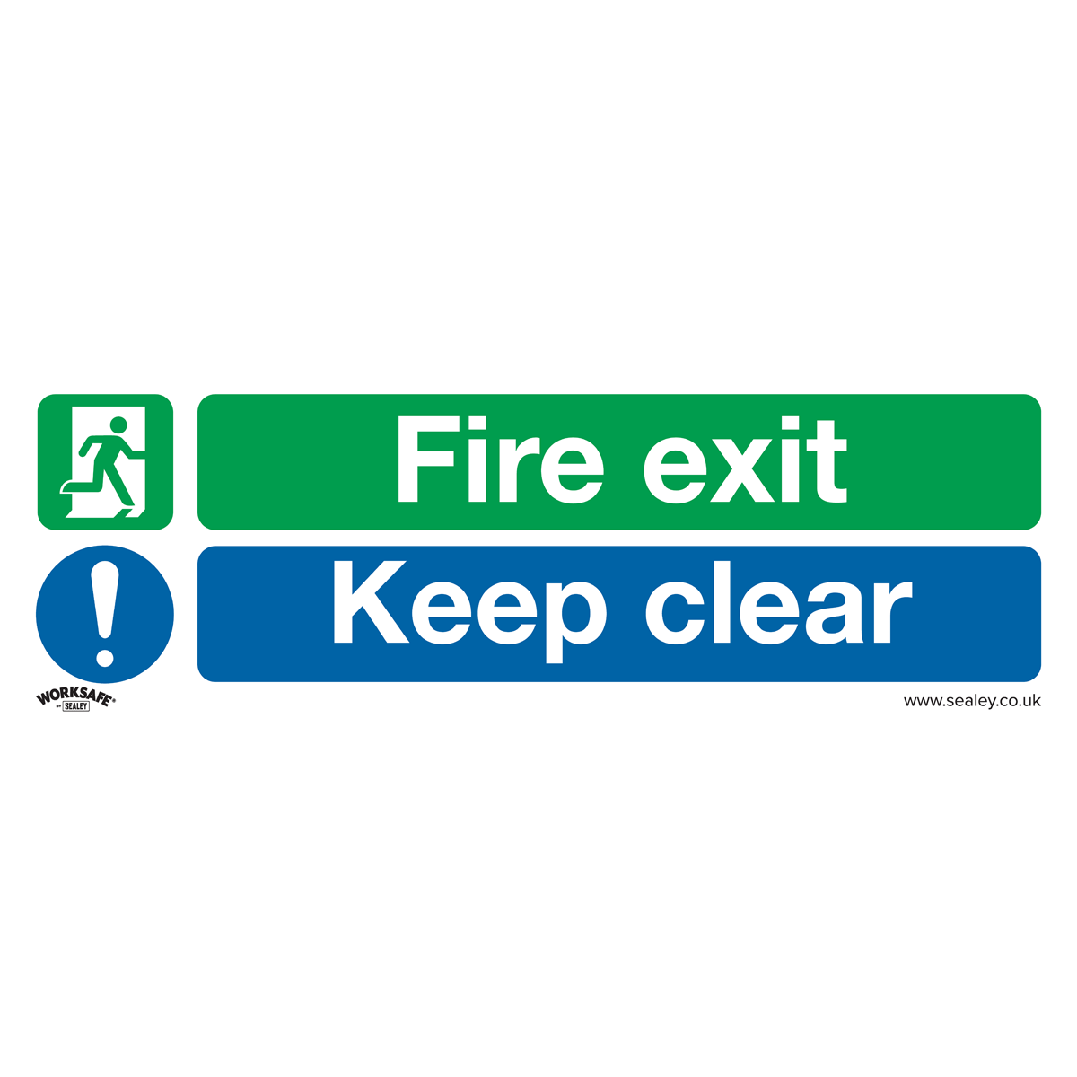 Worksafe® Fire Exit Keep Clear (Large) Safety Sign, Rigid Plastic - Pack of 10 [SS32P10]