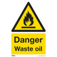 Worksafe® Danger Waste Oil Safety Sign - Rigid Plastic