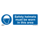 Worksafe® Safety Helmets Must Be Worn In This Area Safety Sign, Self-Adhesive Vinyl - Pack of 10