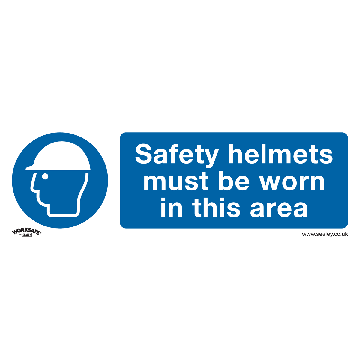Worksafe® Safety Helmets Must Be Worn In This Area Safety Sign, Self-Adhesive Vinyl - Pack of 10