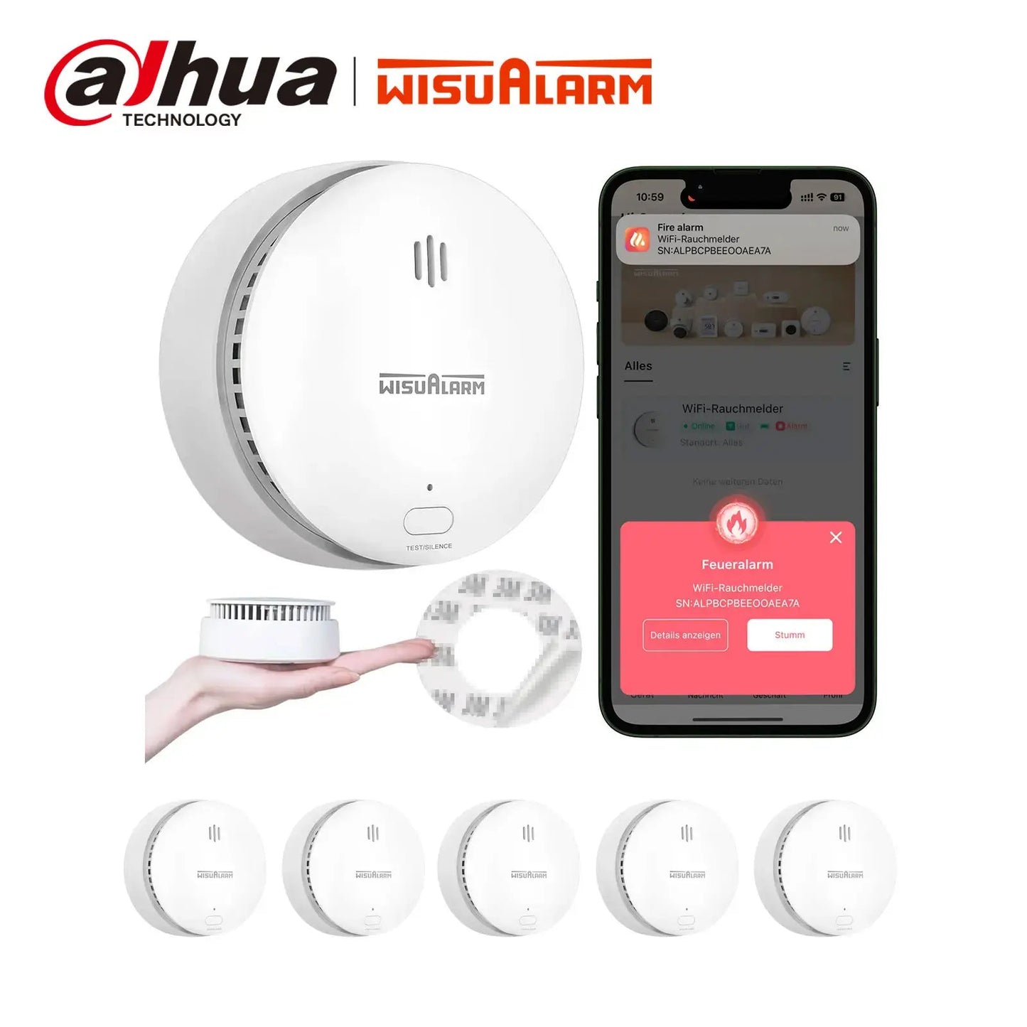 Wisualarm S04-R8 5pcs Interlinked Smoke Alarms
