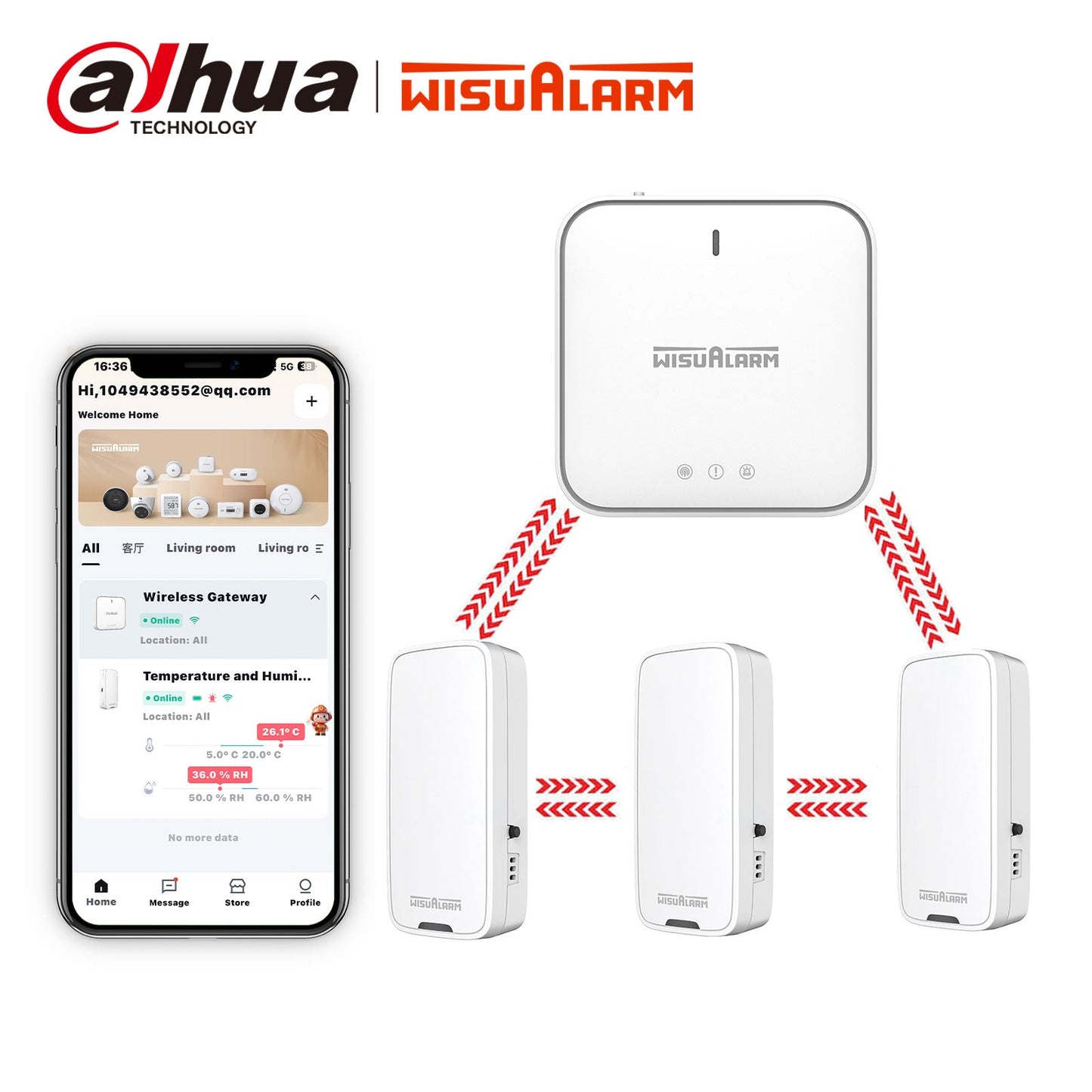 Wisualarm WiFi Smoke Alarms 5PC DHI-HY-SA2FA