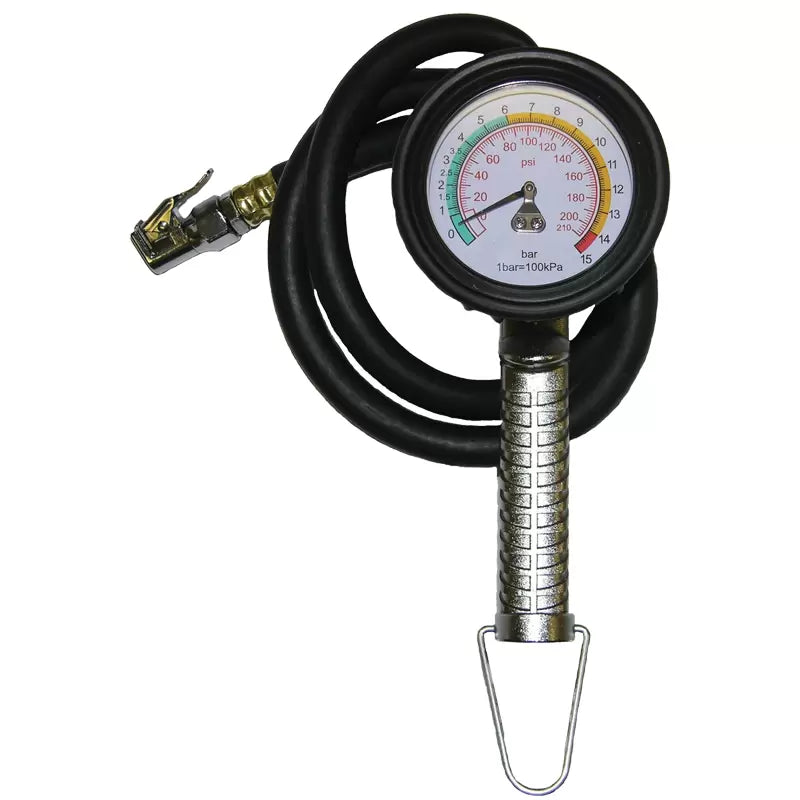PCL ADTG4 - Alloy Dial Tyre Inflator 10-210 psi & 0.7-15 bar, 0.85m Hose Euro Connector