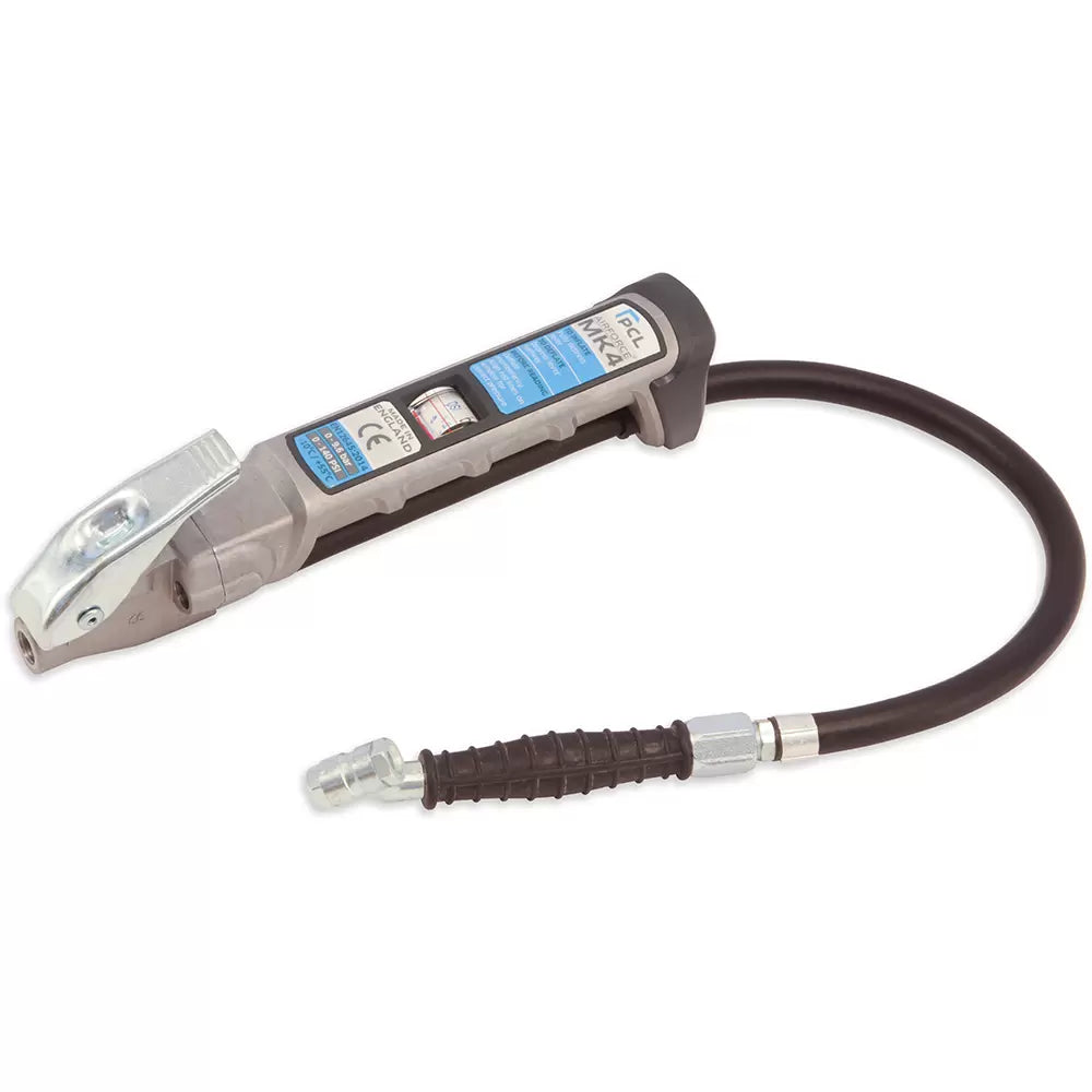 PCL AFG4H031 - AIRFORCE MK4 Tyre Inflator 0.36m Steel Braided Hose Twin Hold-on Short Stem Connector